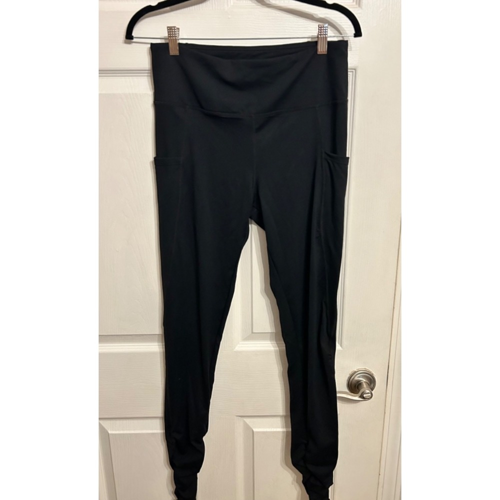 BALEAF Women's L Black Scrunched Leg‎ High-Rise Ankle Leggings Yoga Athleisure - Picture 2 of 9